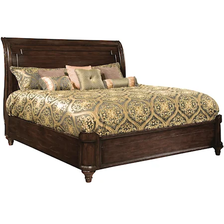 Queen Sleigh Bed with Bun Feet